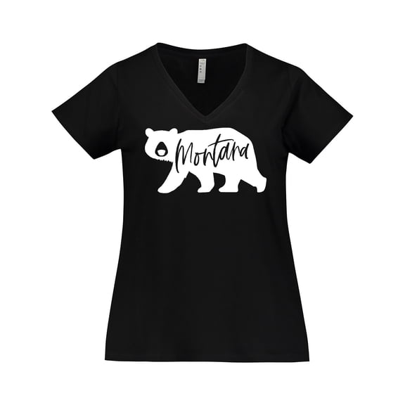 Inktastic Montana White Bear Silhouette Women's Plus Size V-Neck T-Shirt