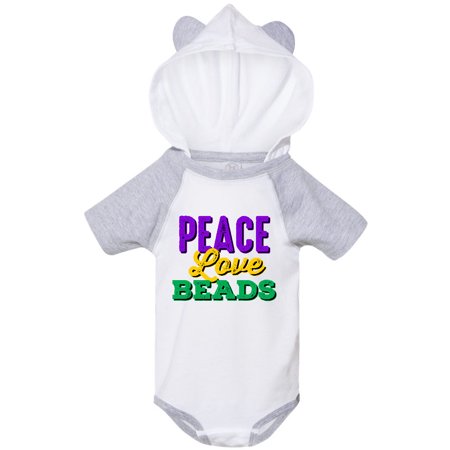 

Inktastic Mardi Gras Peace Love Beads Gift Baby Boy or Baby Girl Bodysuit