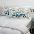 thumbnail image 3 of Easter Pillow Covers, Linen Long Throw Pillow Case, Blue Plaid Truck Eggs Bunny Spring Floral Gnomes Rustic Holiday Pillow Protector Decorative Cushion Cover for Living Room/Bedroom 24" x 36", 3 of 8