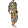 thumbnail image 2 of Picia Gnomes With Pumpkins Pattern Men’s Long-Sleeve Sleepwear Set - Soft 2-Piece Loungewear with Pockets, Comfy PJs for Relaxing Nights-Medium, 2 of 7