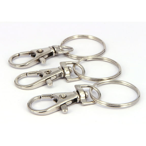 QIFULL 10Pcs Metal Lobster Keychain Clips with Swivel Base for Home Car Keys and Badge Holders