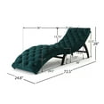 thumbnail image 4 of Noble House Wade Indoor Velvet Button Tufted Chaise Lounge, Teal, Dark Brown, 4 of 6
