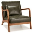 thumbnail image 5 of YODOLLA Faux Leather Accent Chair Mid Century Modern Living Room Chair Side Arm Chair in Green, 5 of 6