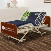 True Bariatric Full Electric Adjustable Hospital Bed – Ultra Low 9"-25" Height, Ultra Wide 36”-42”-48” Width, 80”-88” 750lbs