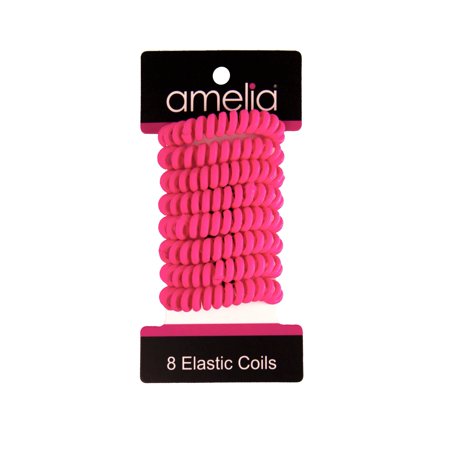 Amelia Beauty 8 Small Fabric Wrapped Elastic Hair Coils 1.75in Diameter Spiral Hair Ties Gentle on Hair Strong Hold and Minimizes Dents and Creases Magenta