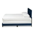 thumbnail image 2 of Tamira Glam Navy Blue Velvet Fabric Upholstered Queen Size Panel Bed, 2 of 5