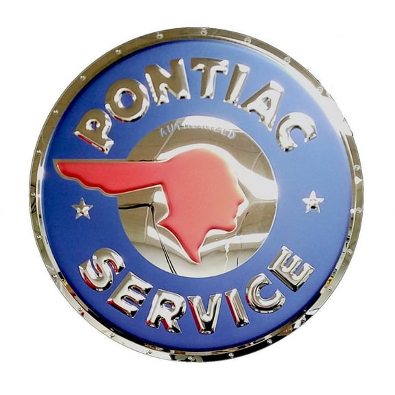 Pontiac Service Stainless Steel Wall Hanging Sign - Blue/Chrome : 22" x 22"