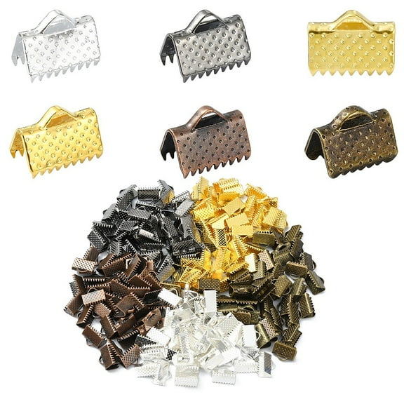 1set Iron Ribbon Crimp Ends Mixed color 10x7mm Hole: 2mm 40pcs/color