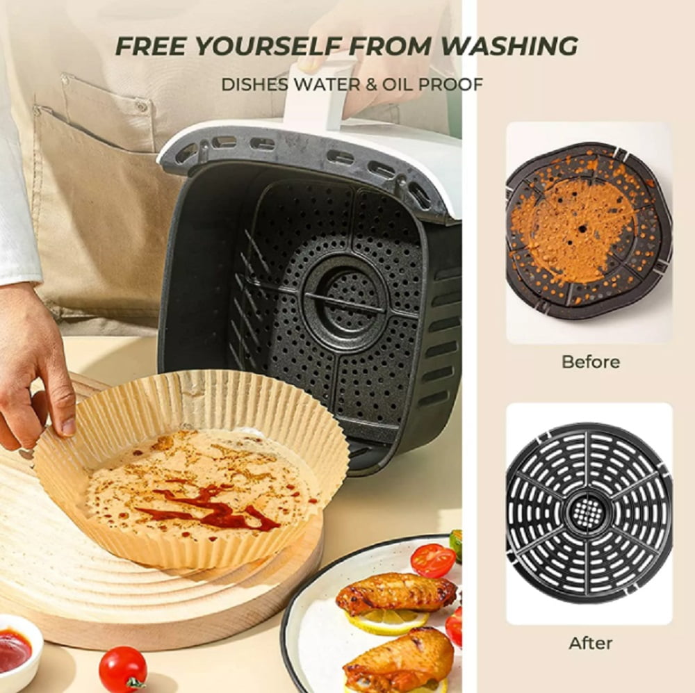 Air Fryer Disposable Paper Liners, 100 Pcs Non-Stick Disposable Air Fryer  Parchment Paper Air Fryer Liners for Ultrean 4.2-6 Qt DASH Tasti-Crisp 6 Qt