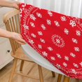 thumbnail image 3 of Eastern Motifs Round Table Cloth Classic Red White Bandana Pattern Elastic Edged Table Cover Fade and Stain Resistant Table Cloths Easy to Clean Fits Tables 40-44" Diameter, 3 of 6