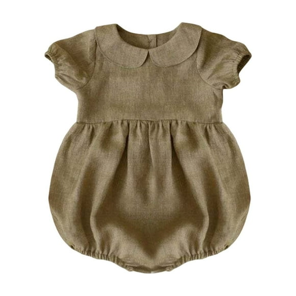 FhsagQ Robes Hiver Robes de Noël pour Filles 7-8 Barboteuse pour Tout-Petits Bébés Filles Coton Lin Uni Tissu pour Bébé Tenue Quotidienne Été Sans Manches Tissu d'Escalade Vert 18-24 Mois