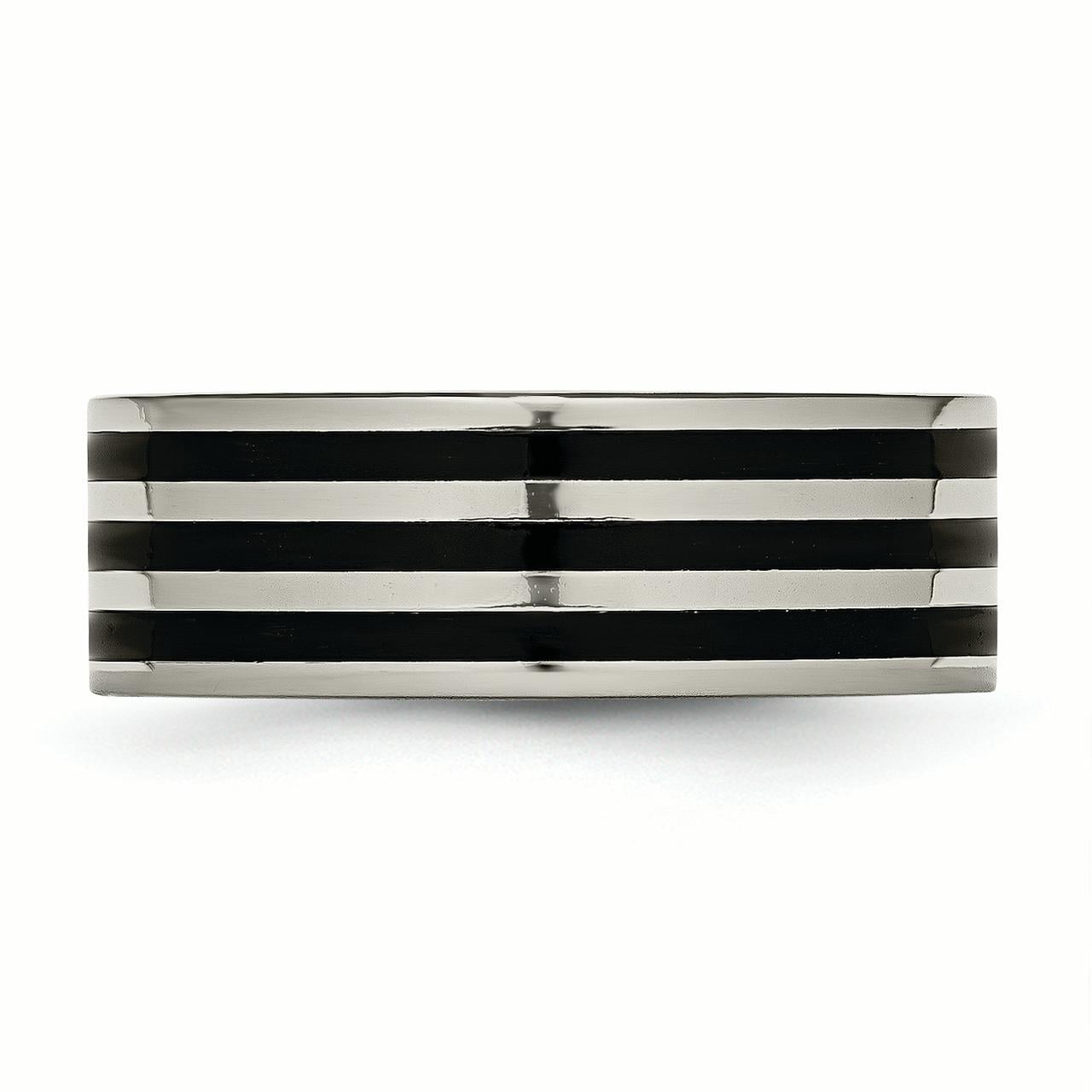 Primal Steel Titanium Black IP-plated Striped 8mm Band