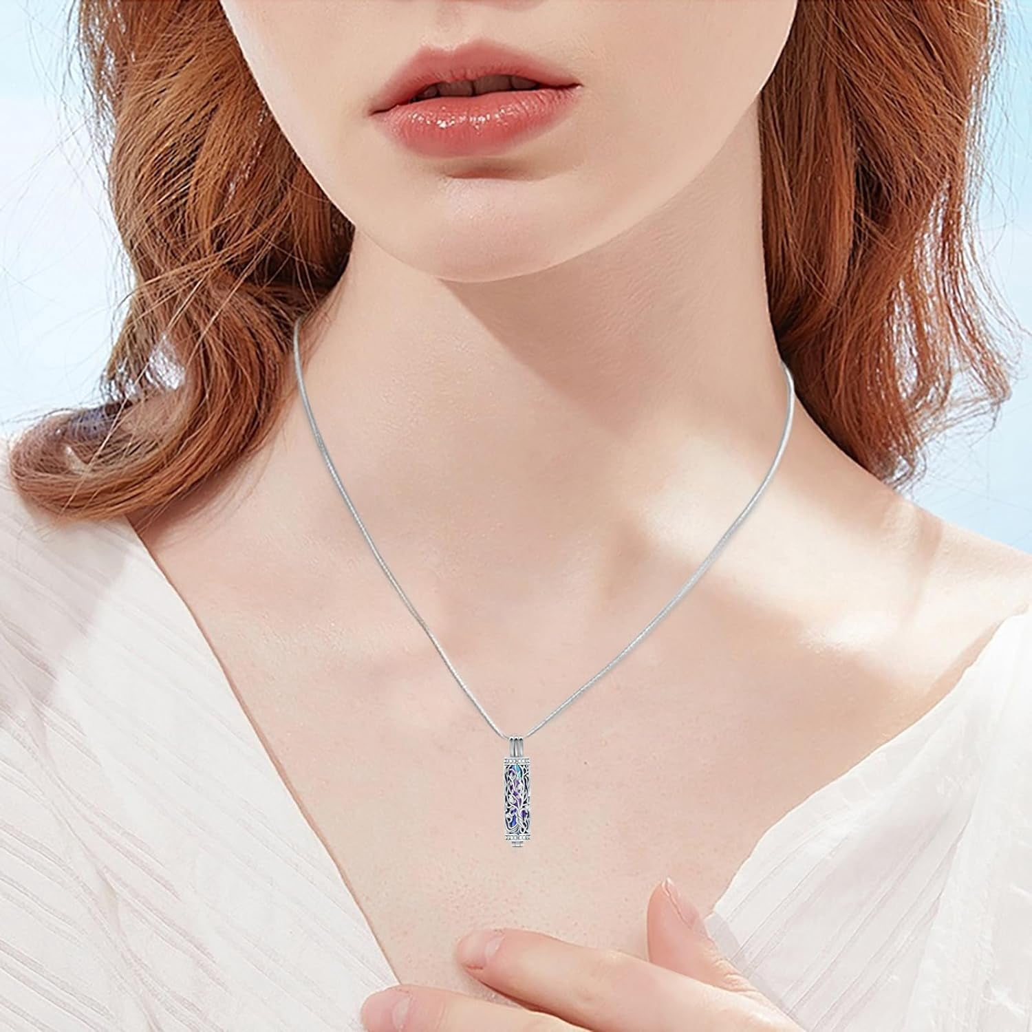 3Pcs Urn Necklace for Ashes for Women Stainless Steel Teardrop Butterfly Tree of Life Hollow Mini Cylinder Keepsake Cremation Memorial Pendant