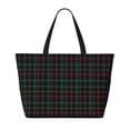 thumbnail image 2 of Pofeuu Buffalo Plaid Dark Green Print Beach Bag,Waterproof Sandproof Beach Tote Bag, Large Capacity Foldable Beach Bags for Women, 2 of 7