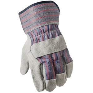 Hyper Tough Leather Palm Multi-Use Work Gloves Glacier Gray