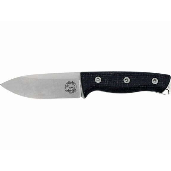 White River Knives Ursus Cub Fixed Blade Knife 3.5" Drop Point CPM MagnaCut Stonewashed Blade Micarta Handle Black