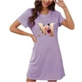 thumbnail image 1 of COM1950s Shorts pour Femmes, Chemises à Manches Courtes pour Femmes, Chemise de Nuit Courte Surdimensionnée Mode Imprimé Poitrine Manches Courtes, Chemises à Manches Courtes pour Femmes, 1 of 6