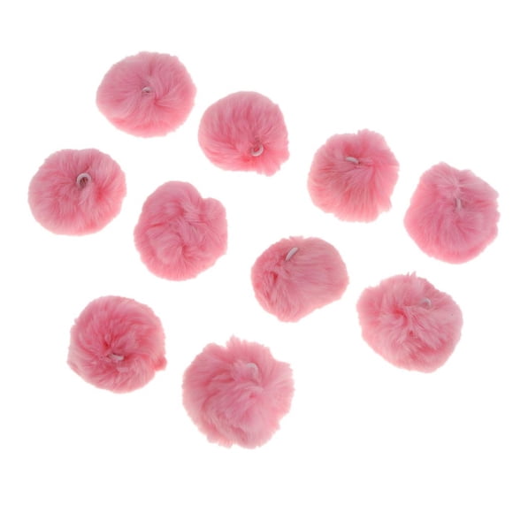Juego de 10 pompones de piel sintética con goma elástica para llavero, gorro y funda de teléfono. 粉 红色