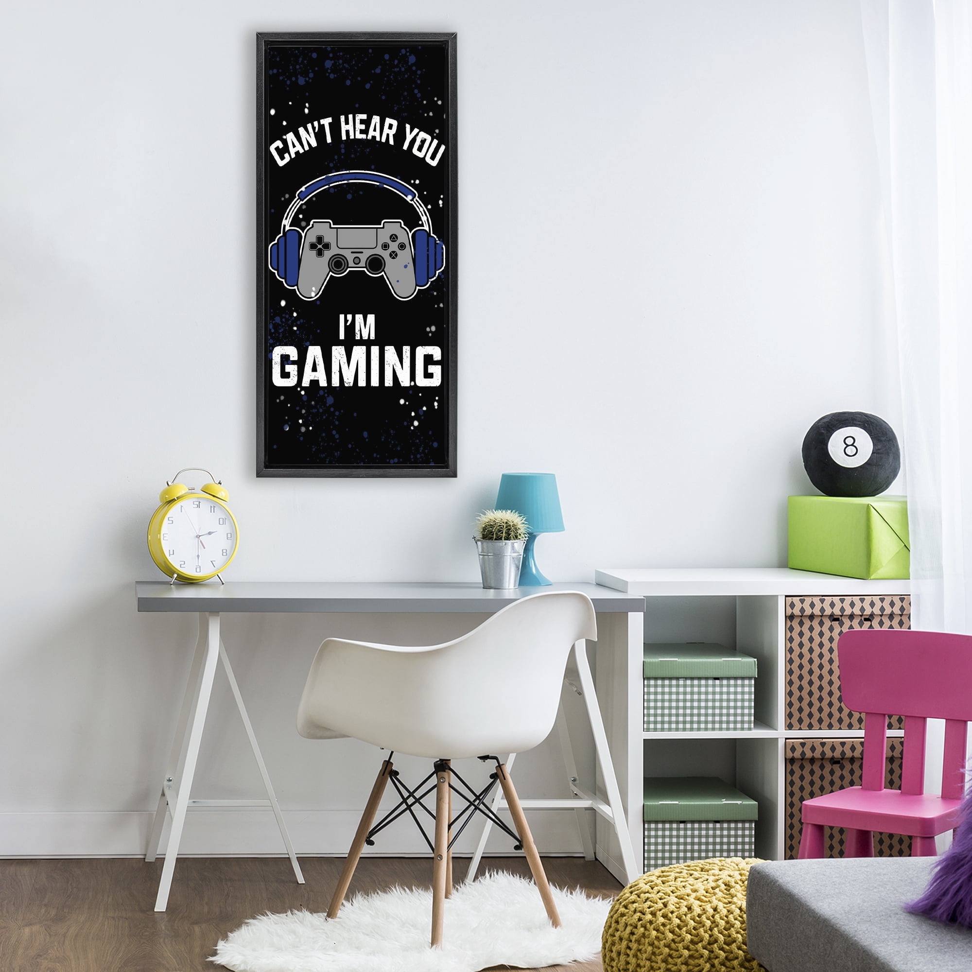 Stupell Industries Can't Hear You Gaming Black Framed Floater Canvas Wall Art, design by Kim Allen