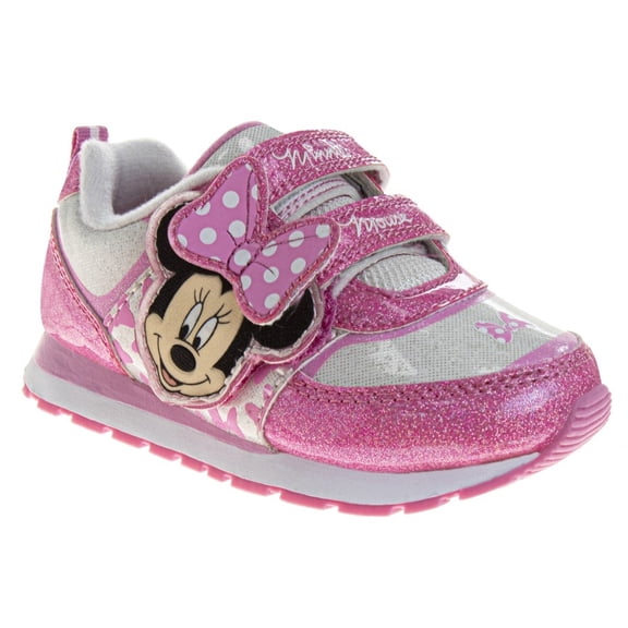 Disney Minnie Mouse Girls Hook And Loop Light Up Sneakers, Pink, Size: 10.