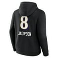 thumbnail image 3 of Men's Lamar Jackson Baltimore Ravens Black Team Wordmark Pullover Hoodie, 3 of 3