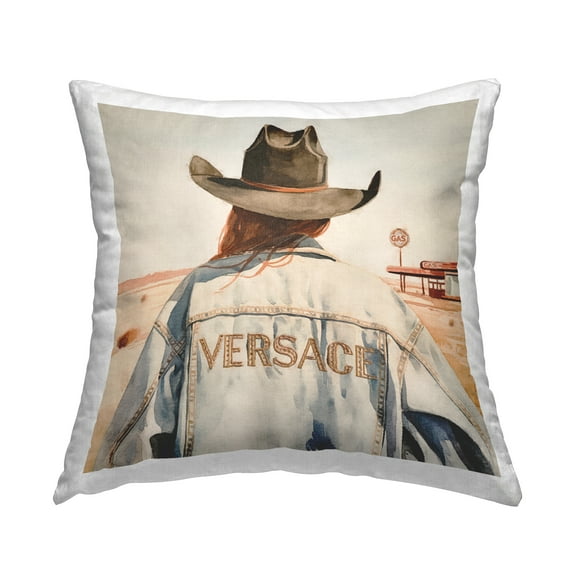 Stupell Industries Glam Jacket Cowgirl Decorative Printed Throw Pillow Design by Amanda Greenwood.