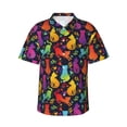 thumbnail image 2 of Xecao Colorful Cats print Hawaiian shirt - a stylish short-sleeve button-down for men, perfect for casual beach and tropical outings., 2 of 9
