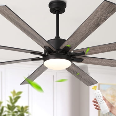 42 Inch Ceiling Fan With Light & Remote – 3-Blade Industrial Fan, DC Motor, 6 Speeds, Timer, 3 Color Lights