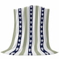 thumbnail image 6 of Coastal Turtle Blanket Soft Cozy Warm Throw Blanket for Couch, Plush Fuzzy Flannel Fleece Blankets for Sofa, Sage Green Stripe Navy White Ocean Bed Blankets Lightweight Gifts for Women, 50"x80", 6 of 9