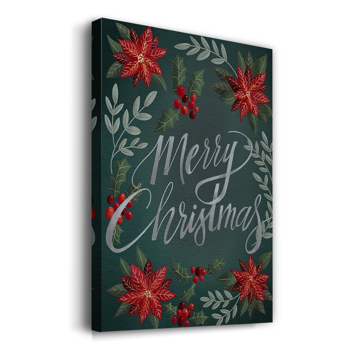 Red Flowers Christmas II- Gallery Wrapped Canvas