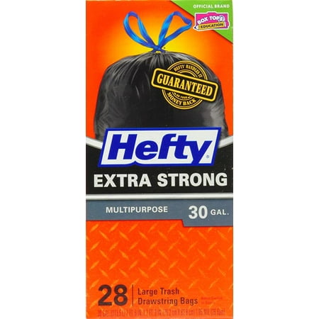 Hefty Cinch Sak Multipurpose Drawstring Trash Bags 30 Gallon, Black, 28 Ct