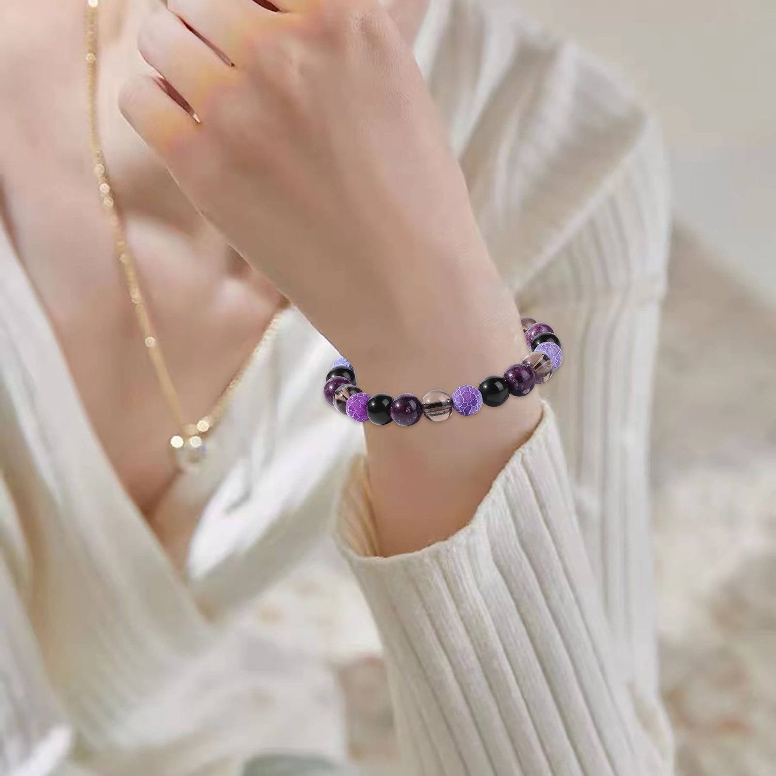 EOND Bracelets for Women Natural Stone Beads Woven Bracelet Charm Wrist Bangle Girls Accessories Holiday Gifts