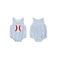thumbnail image 2 of BemeyourBBs Newborn Baby Boys Girls Summer Clothes Infant Baby Baseball Outfit Bubble Romper Overalls Baseball Embroidery Stripe Sleeveless Bodysuits Jumpsuits Playsuit, 2 of 9