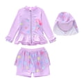 thumbnail image 3 of Tiijoy Toddler Girls UPF 50+ 2-Piece Swimsuit Long Sleeve Rash Guard Skort Sun Hat Bathing Suit, Sizes 3-12, 3 of 8