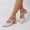 thumbnail image 4 of LuckLilac Women's Square Toe Slingbacks Mary Jane Pumps Patent Leather Chunky Low Heel Buckle Strap Heels sandals Wedding Party Dress Shoes, 4 of 5