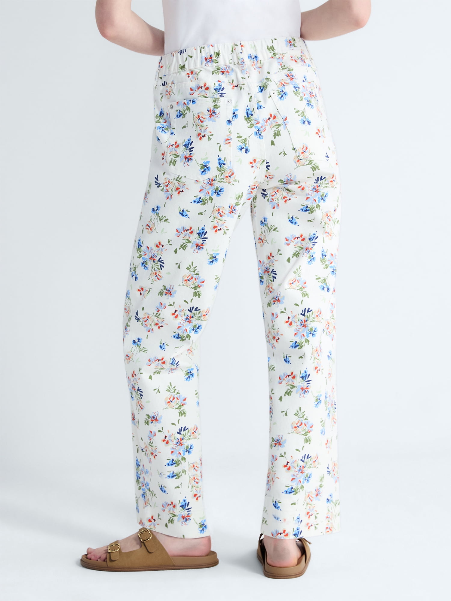 Free Assembly Women's Floral Pants with Chop Pockets, Sizes XS-XXL