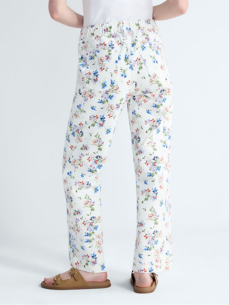 Free Assembly Women's Floral Pants with Chop Pockets, Sizes XS-XXL