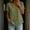 A_ Army Green, variant on Women's Split V Neck Half Button Short Sleeve Blouse Midnight Tone Solid Crinkled Linen Relaxed Summer Daily Top Watermelon Red M