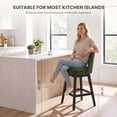 thumbnail image 5 of EOP 26'' Swivel Counter Height Bar Stools Set of 6, Modern Upholstered Bar Stools with Curved Back and Solid Wood Legs, Bar Chairs for Kitchen Island Home Bar, Green, 5 of 12
