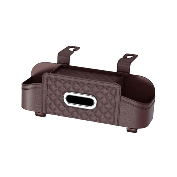 Organizador de asiento trasero de coche, caja de almacenamiento de pañuelos duradera, reposacabezas colgante Marrón