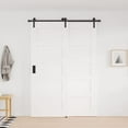 thumbnail image 3 of WINSOON 5FT Single Track Bypass Barn Door Hardware Double Doors Kit I Style Hanger Black finish, 3 of 7