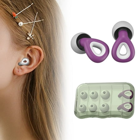 

Kitecy Ear Care Reduction! Loop Mute Sleep Earplugs Soft Reusable Flexible Silicone Hearing for Noise Reduction and Flight Purple One Size Ear Sheath Clearance Sale 1*Earplugs