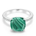 thumbnail image 2 of Gem Stone King 5.12 Ct Cushion Green Malachite 925 Sterling Silver Ring, 2 of 5