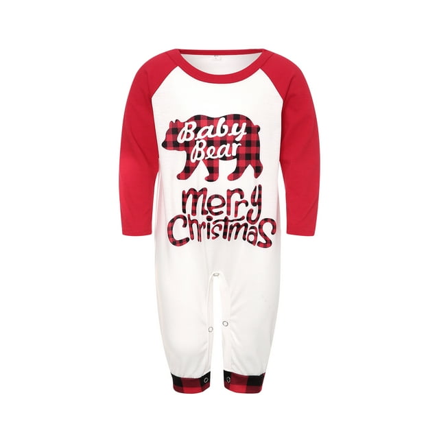 Kmbangi Blouse à Manches Longues Col Rond Imprimé Lettres Assorti pour la Famille + Pantalon à Carreaux