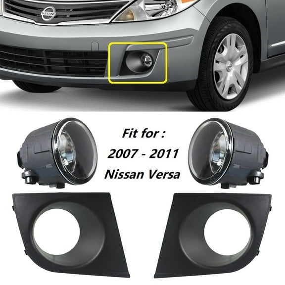 labwork Pair of Fog Light Lamp Assembly Fit for 2007 2008 2009 2010 2011 Nissan Versa, Front Left & Right