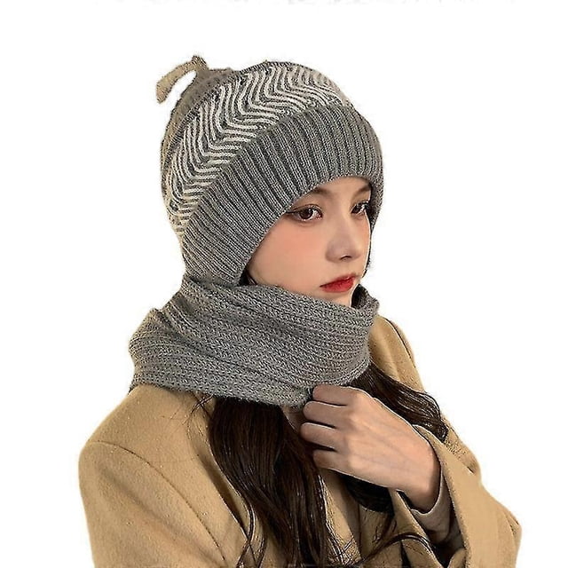Women Winter Slouchy Knit Warm Hats Wool Cap Scarf Integrated Pullover Cap Cute Parent Child Knitted Hat1pcsgrey,Gg