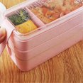 thumbnail image 4 of Fiambrera portátil tipo bento, fiambrera de 3 capas, recipiente para alimentos de paja de trigo de 900 ml., 4 of 5