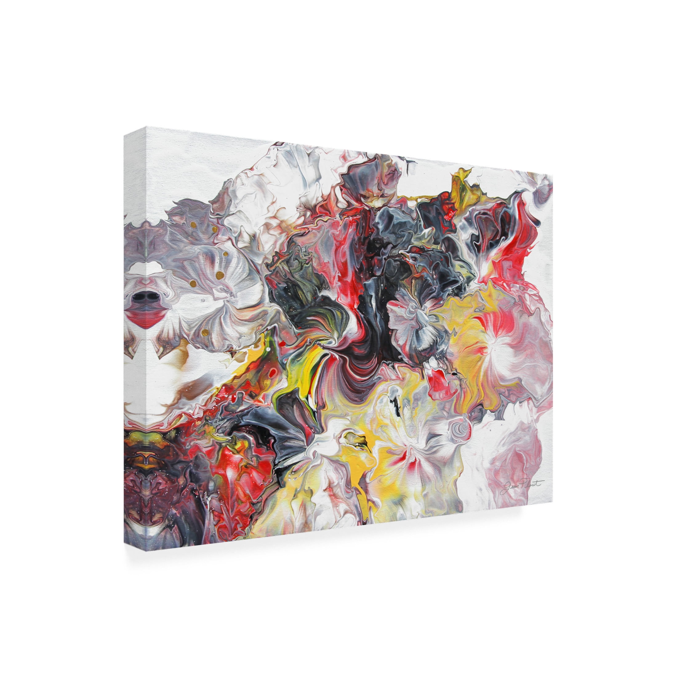 Canvas Wall Art - Jean Plout 'Abstract Pouring R' Wall Art for Living Room, Bedroom, or Office Décor by Trademark Fine Art - 32 x 24 Inches