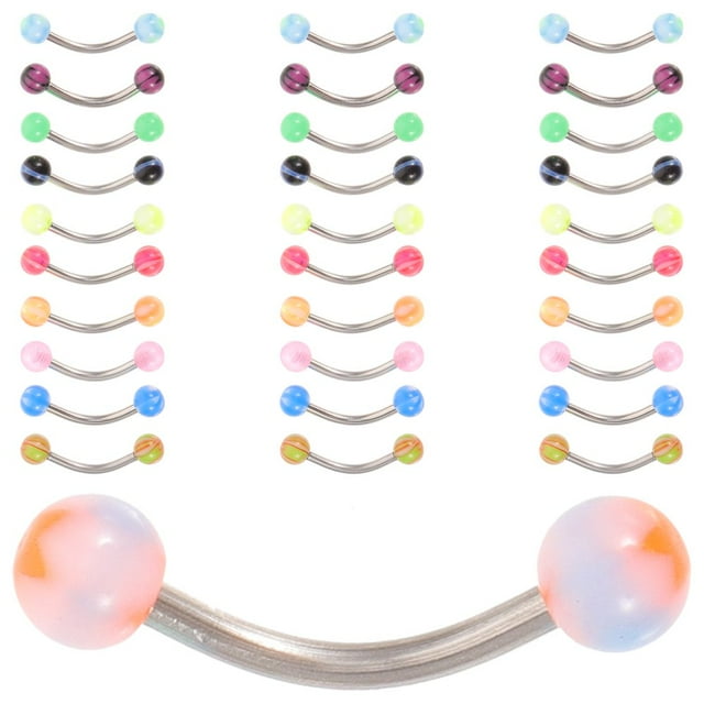 LNGOOR 30 Pcs Trendy Decorative Eyebrow Rings Women Eyebrow Rings Body Piercing Jewelry Metal Piercing Eyebrow Rings Miss