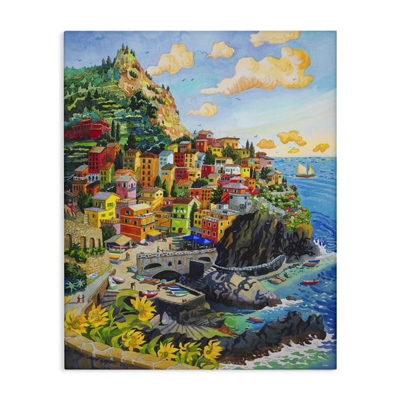Stupell Industries Tropical Cinque Terre View Canvas Art, 16 x 20, by Robin Altman